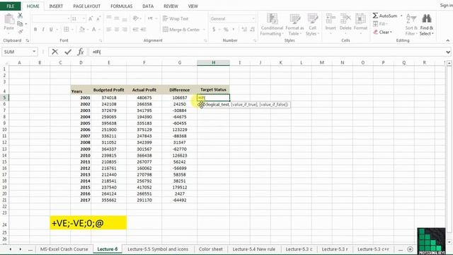 Lecture-6.2 Excel Custom Formatting with Thresholds & Icons|Professional Keys смотреть онлайн