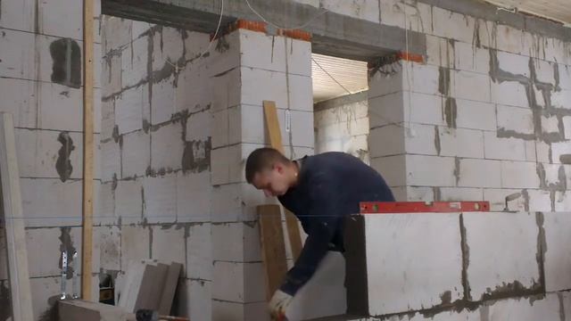 кладка стен из пеноблока - пиленных сабельной пилой смотреть онлайн