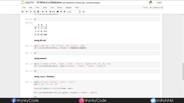 Dataframes in Pandas | Pandas Tutorials | Data Science | WonkyCode | Telugu смотреть онлайн