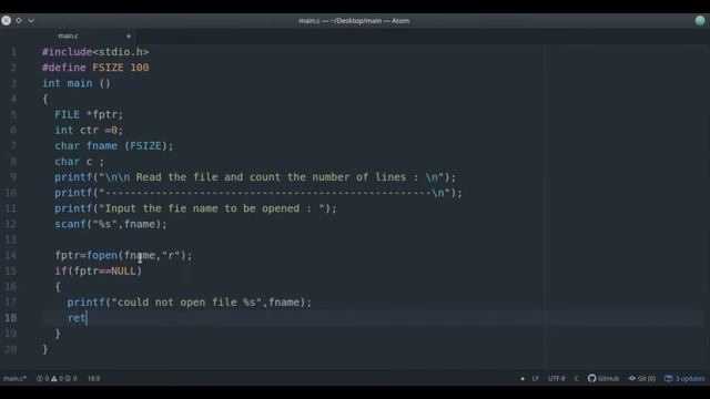 C programming : read a file and count the number of lines смотреть онлайн