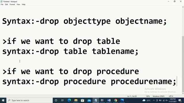 DDL in sql | DDL commands in sql | Drop command смотреть онлайн