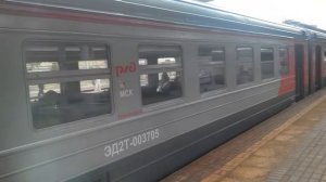 Электропоезда «ЭД4М-0299» и «ЭД2Т-0037» на платформе «Лосиноостровская» Ярославское направление МЖД