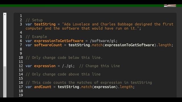 Sift through Text with Regular Expressions, freeCodeCamp Basic Javascript смотреть онлайн
