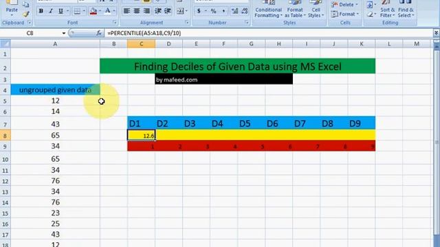 Finding Deciles of Given Ungrouped Data in MS Excel смотреть онлайн