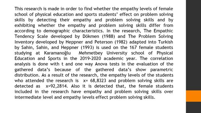 The Effect of Empathy Levels of Female School of Physical Education and Sports Students on Problem смотреть онлайн
