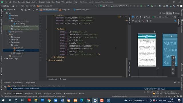 ScrollView Android Studio смотреть онлайн