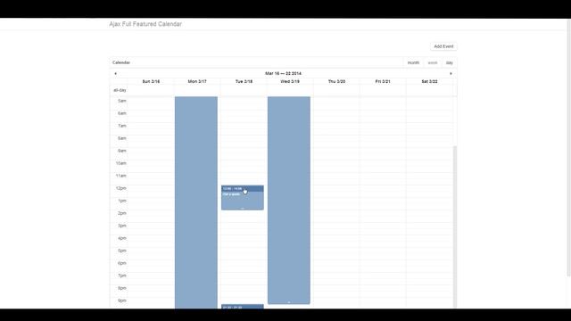 Ajax Full Featured Calendar (fullcalendar) - 10.[Week View] Drag and Resize Events смотреть онлайн