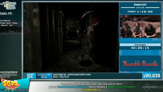 SGDQ 2015 Restream FR - Resident Evil 3 - Nemesis% - Carcinogen - 57mn34s смотреть онлайн