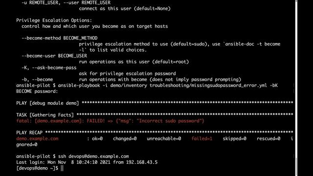 Ansible Troubleshooting-missing Sudo Password And Incorrect Sudo password