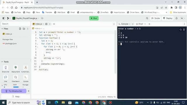 #day66 Day66 Floyds Triangle in Pattern program JS #100daysofcodechallenge #programming #coding смотреть онлайн