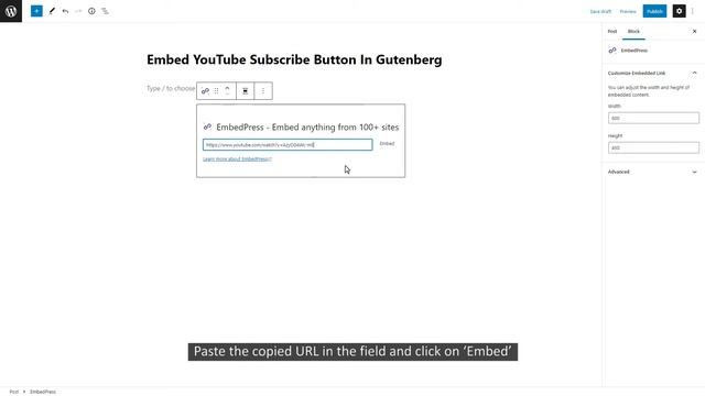 How To Embed YouTube Subscribe Button In WordPress With EmbedPress смотреть онлайн