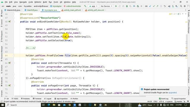 PDF Reader App Show PDF Files in Recycler view from Internal Storage in Android Studio part 02 смотреть онлайн