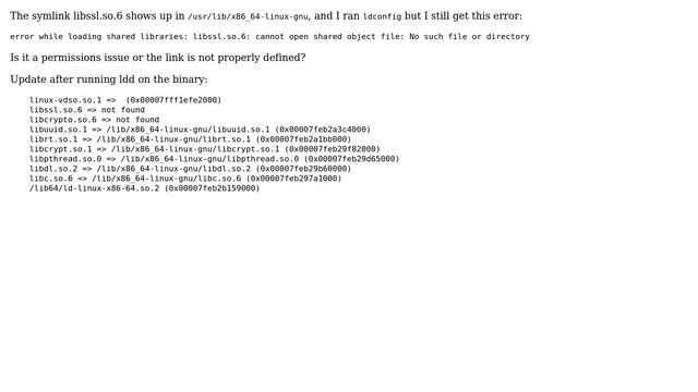 Why do I get 'error while loading shared libraries: libssl.so.6 cannot open shared object file'... смотреть онлайн