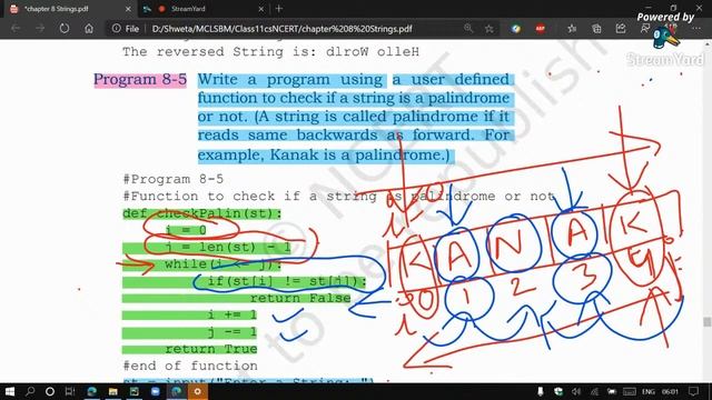 Program to check if a string is palindrome or not in Python using function смотреть онлайн