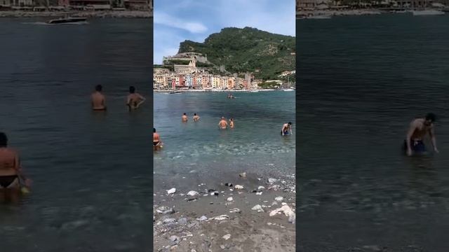 View of Portovenere from Palmaria island. Вид на Портовенере с острова Пальмария. смотреть онлайн