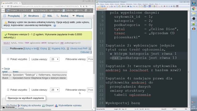 Egzamin E.14 - PhpMyAdmin (SQL) смотреть онлайн