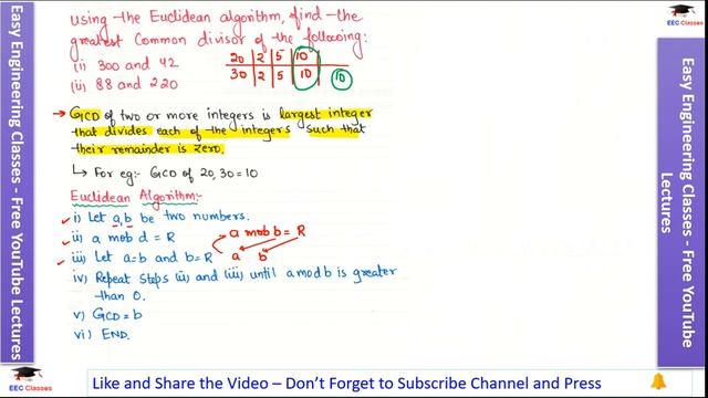 Euclidean Algorithm to Find GCD with Solved Examples | Information Security Lectures in Hindi смотреть онлайн