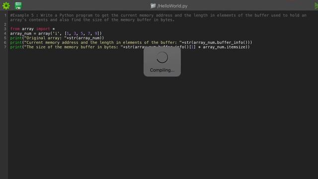 Write a Python program to get the current memory address and the length in elements of the buffer смотреть онлайн
