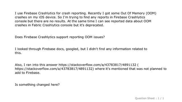 iOS : iOS Firebase Crashlytics: Out Of Memory (OOM) Reporting смотреть онлайн