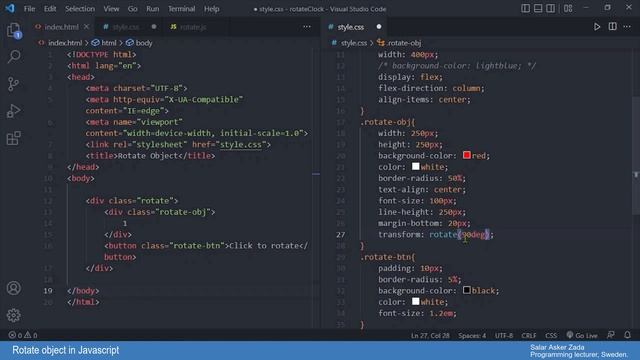 Rotate an object on button click | JavaScript projects for beginners смотреть онлайн
