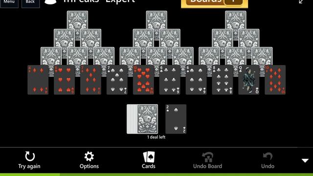 Star Club\Solitaire Dark\TriPeaks: #14 TriPeaks - Expert - Clear 2 boards in 2 deals смотреть онлайн