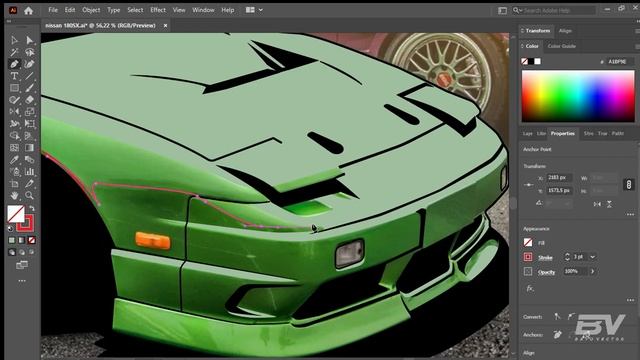 Adobe Illustrator Tutorial l How to Draw Nissan 180SX Car Illustration смотреть онлайн