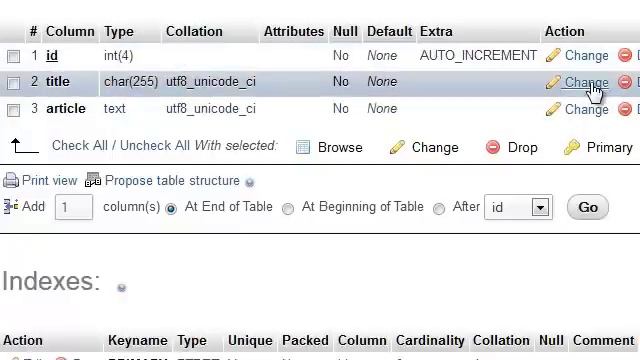 Modifying table columns in phpMyAdmin смотреть онлайн