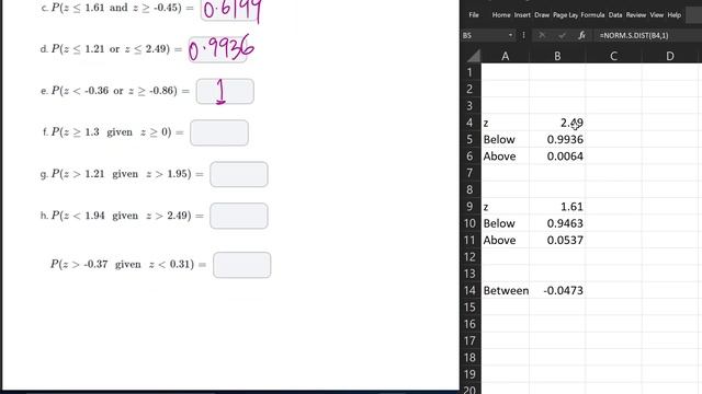 Normal Distribution - Find Area/Probability- z scores in Excel смотреть онлайн