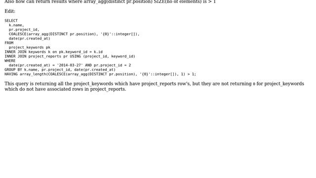 Databases: Add 0 into array_agg if there is no matching data смотреть онлайн