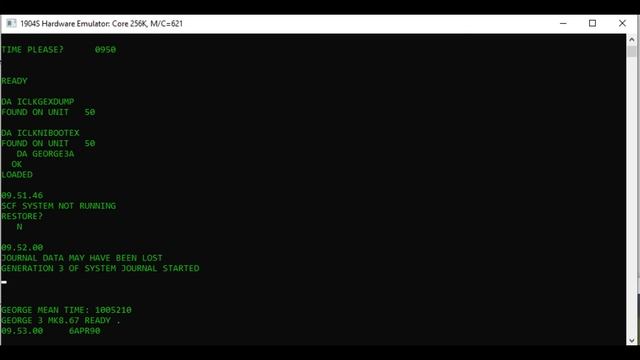 George 3 operating system ICL 1900 Emulator 1904s смотреть онлайн