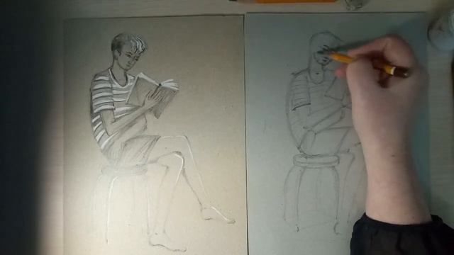 Фигура человека.Мальчик с книгой. Карандаш, белила смотреть онлайн