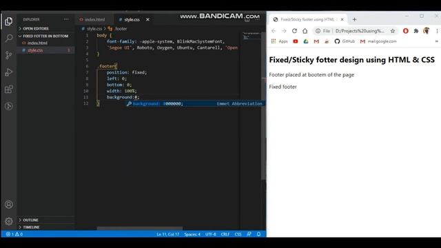 #2 Responsive Footer Design using HTML & CSS | bottom fixed footer for footer design смотреть онлайн