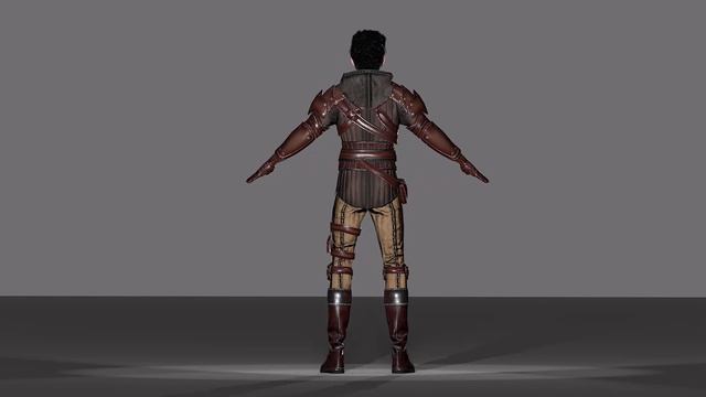 Fantasy fighter in leather armor. Game character смотреть онлайн