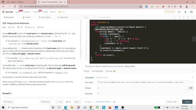 929. Unique Email Addresses| Leetcode | Easy | Cpp | Java | Python3 смотреть онлайн