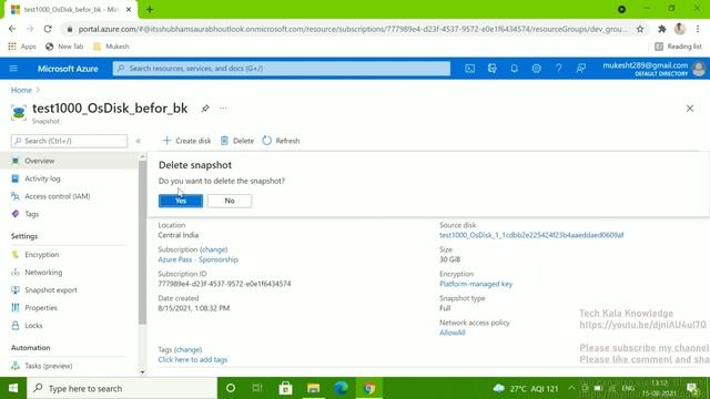 How to Remove Old Virtual Machine Disk Snapshots | Manage snapshots in Azure смотреть онлайн