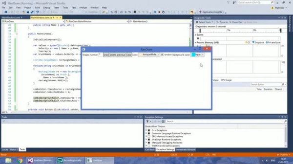 4. Dynamic Random Brush Color, Custom Background Color | Random Drawing WPF C#