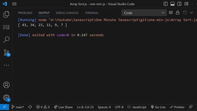 Array Sort | How to sort arrays | Javascript | One Minute Javascript | 1 Min JS | Quick JS смотреть онлайн