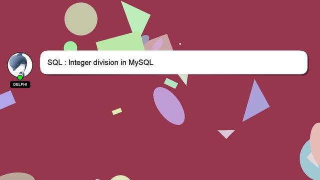 SQL : Integer division in MySQL смотреть онлайн