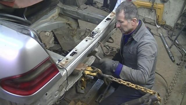 Мерседес . Задний удар . Рихтовка .Кузовной ремонт . Финиш смотреть онлайн