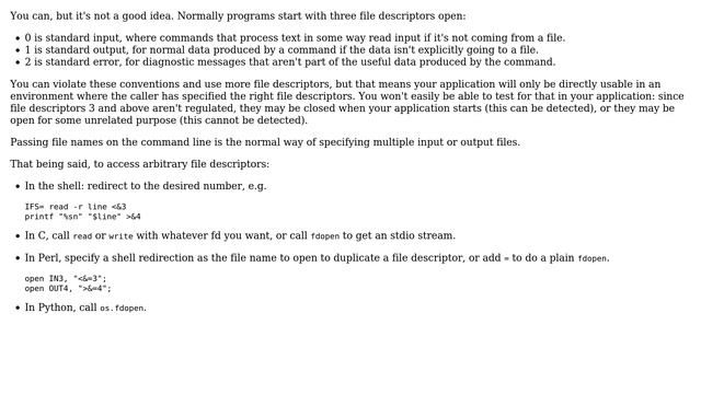 How to get file descriptor other than stdin stdout and stderr (to do something like $ program... смотреть онлайн