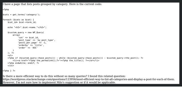 Wordpress: More efficient way to list posts by category смотреть онлайн