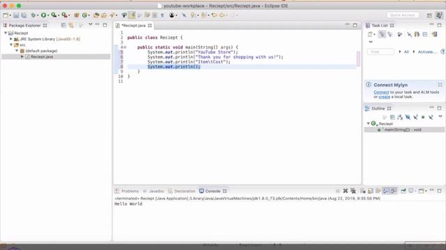 Java Tutorial: Basic Printing to the Console Part 1 смотреть онлайн
