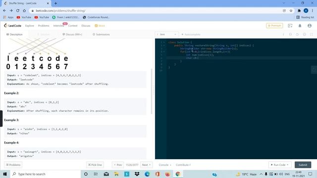 Shuffle String solution with full discussion in java | Leetcode question 1528 | DSA for placement смотреть онлайн