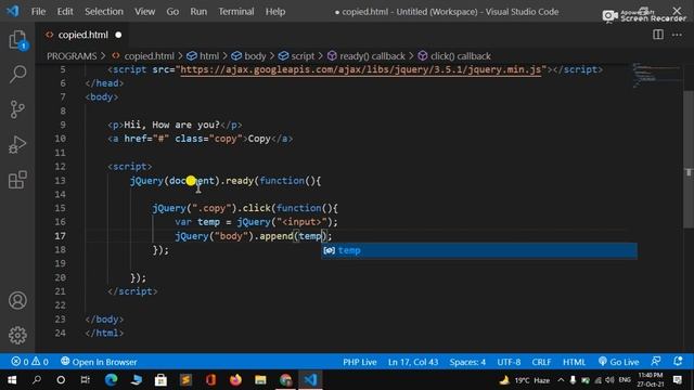 How To Copy Text In One Click Using jQuery Step By Step In Hindi | Copy Text Using jQuery смотреть онлайн