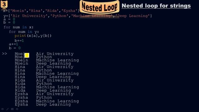 Nested loop to iterate over the strings of a list - for loop - Python by #Moein смотреть онлайн