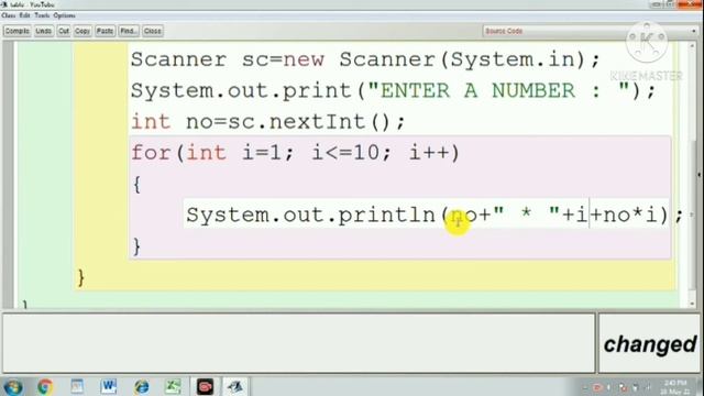 Multiplication table in java using for loop ll Java program for class ix and x смотреть онлайн
