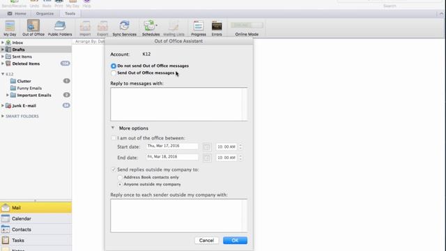 Microsoft Outlook: (Mac) How to create an auto-reply message when out of the office смотреть онлайн
