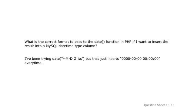 PHP : PHP date() format when inserting into datetime in MySQL смотреть онлайн