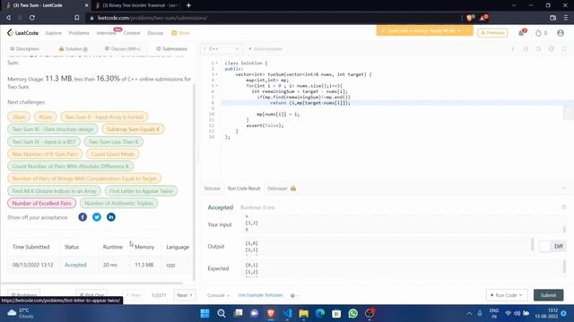 Leetcode problem 001 : Two Sum [Difficulty : Easy] смотреть онлайн