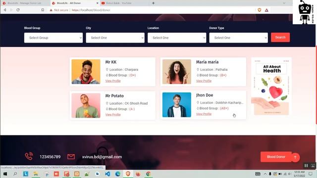 Blood donor listing website using Laravel | Robot Balok смотреть онлайн